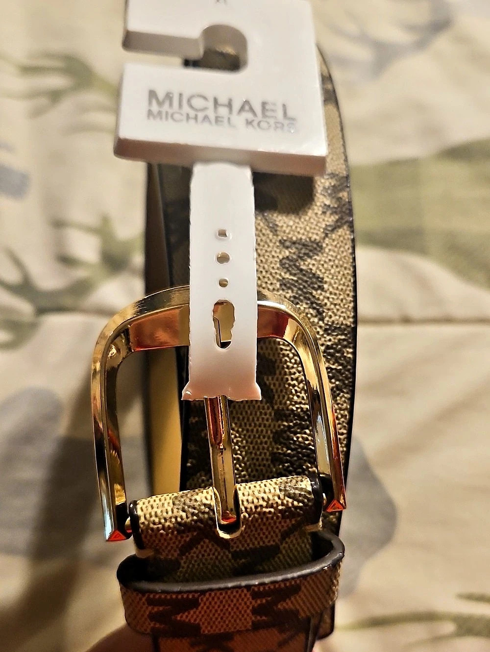 Michael Kors Signature MK Monogram Belt Brown